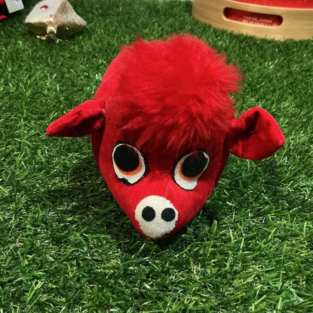 Vintage 1969 Kamar Japan Red Pig Plush Stuffed Animal Velvet 5.5” Rare